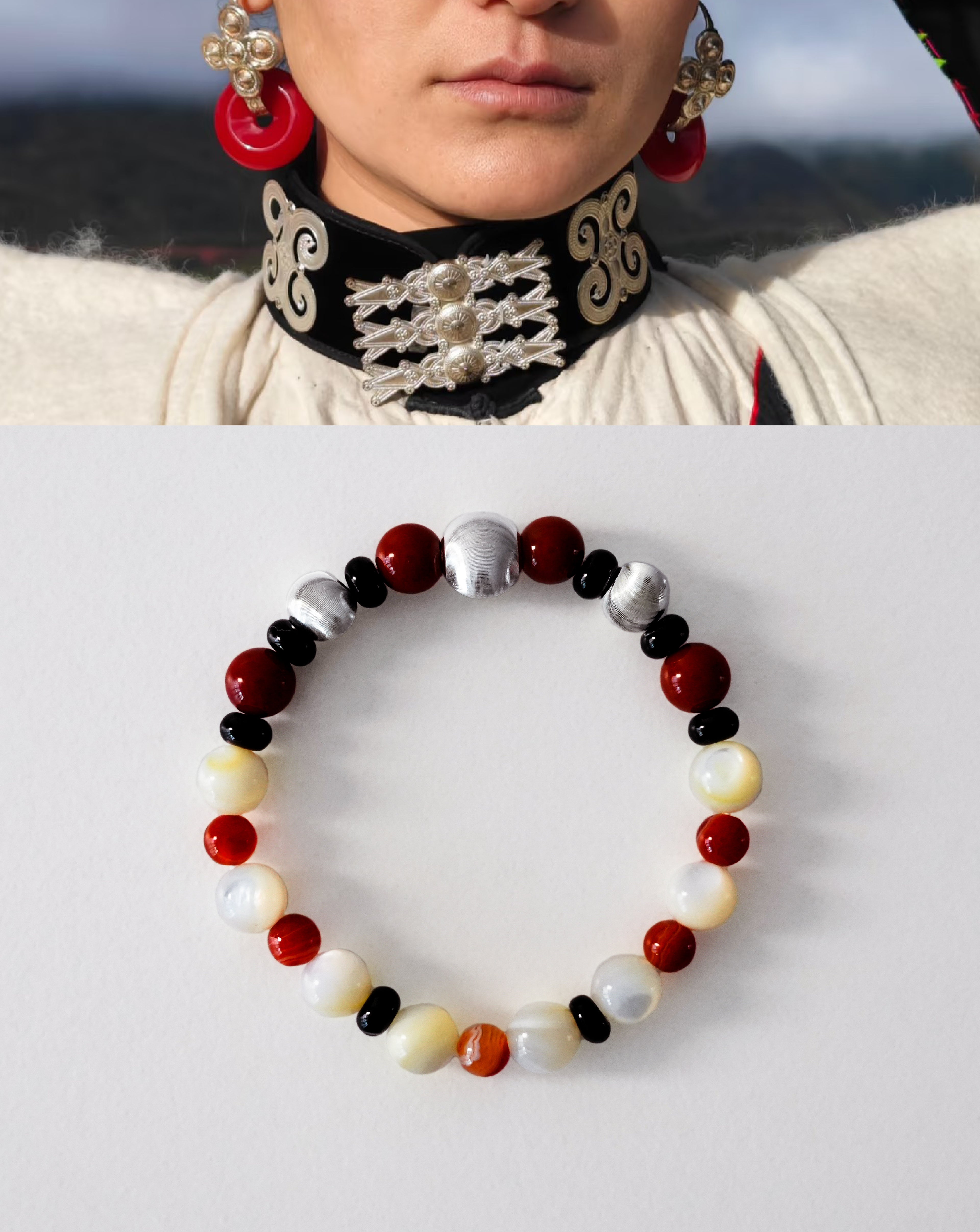 Spiritual Grounding Rich Red Agate and Silver Bracelet