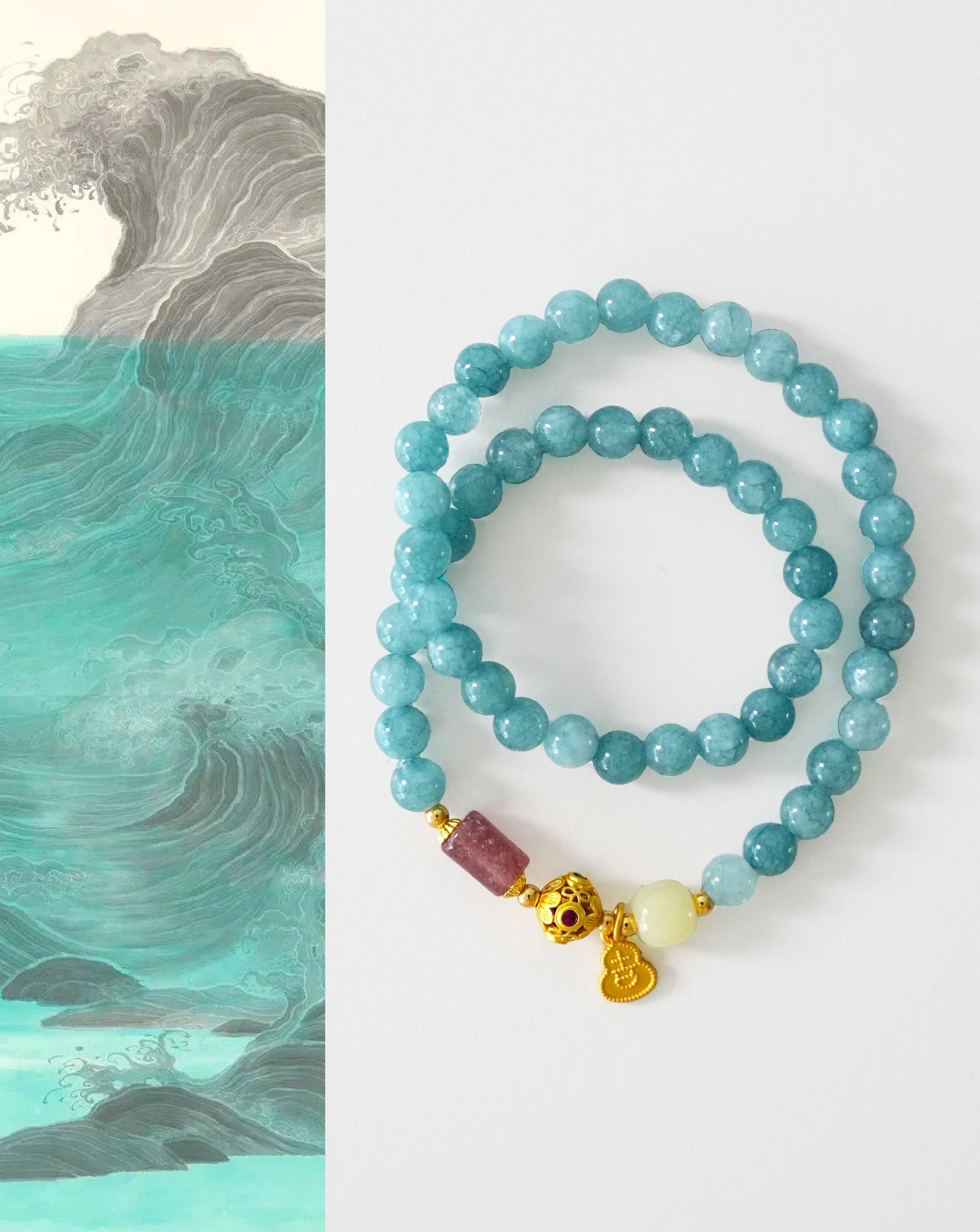 Empath Protection Aquamarine Double Wrap Bracelet