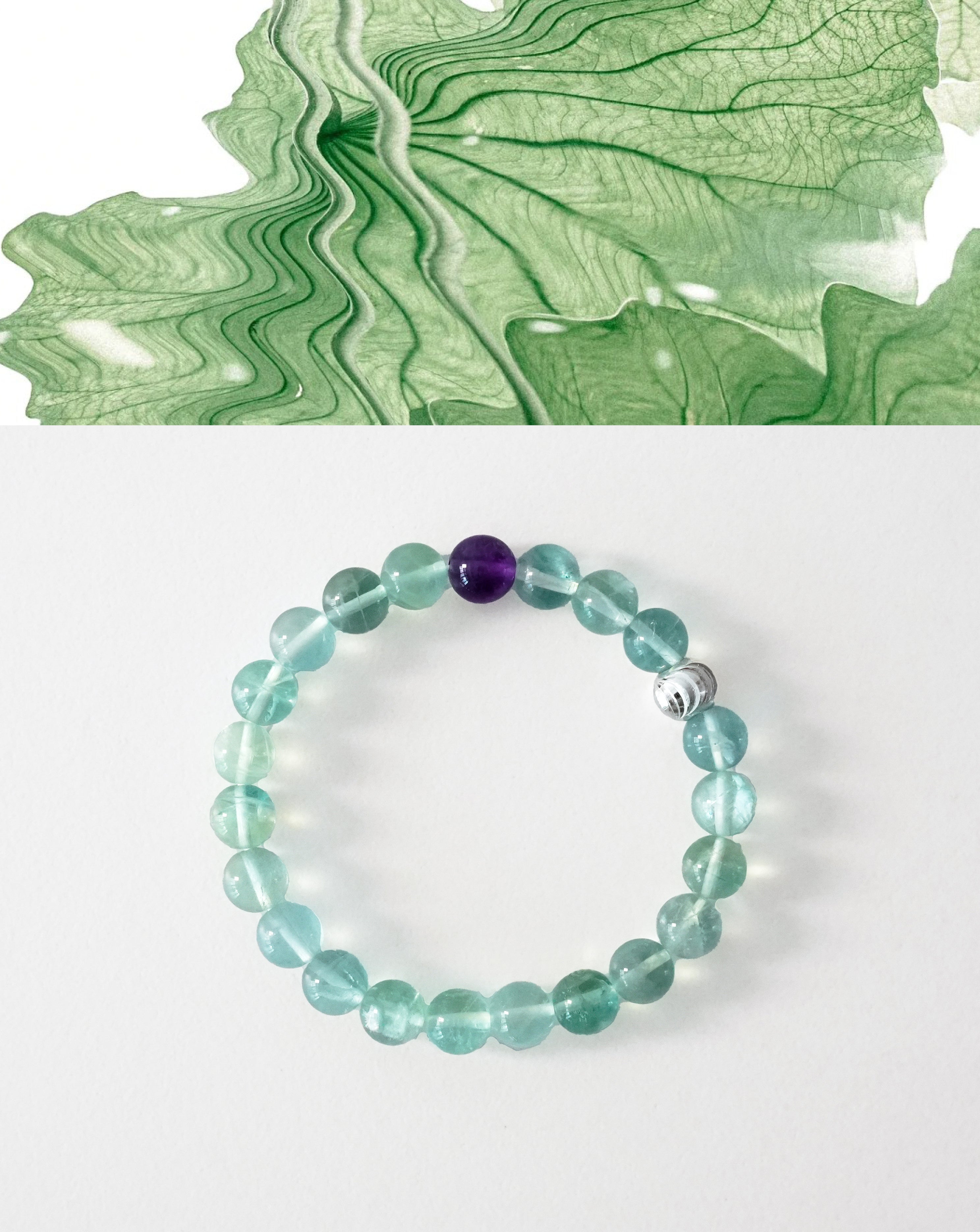 Spiritual Grounding Fluorite and Amethyst  Bracelet