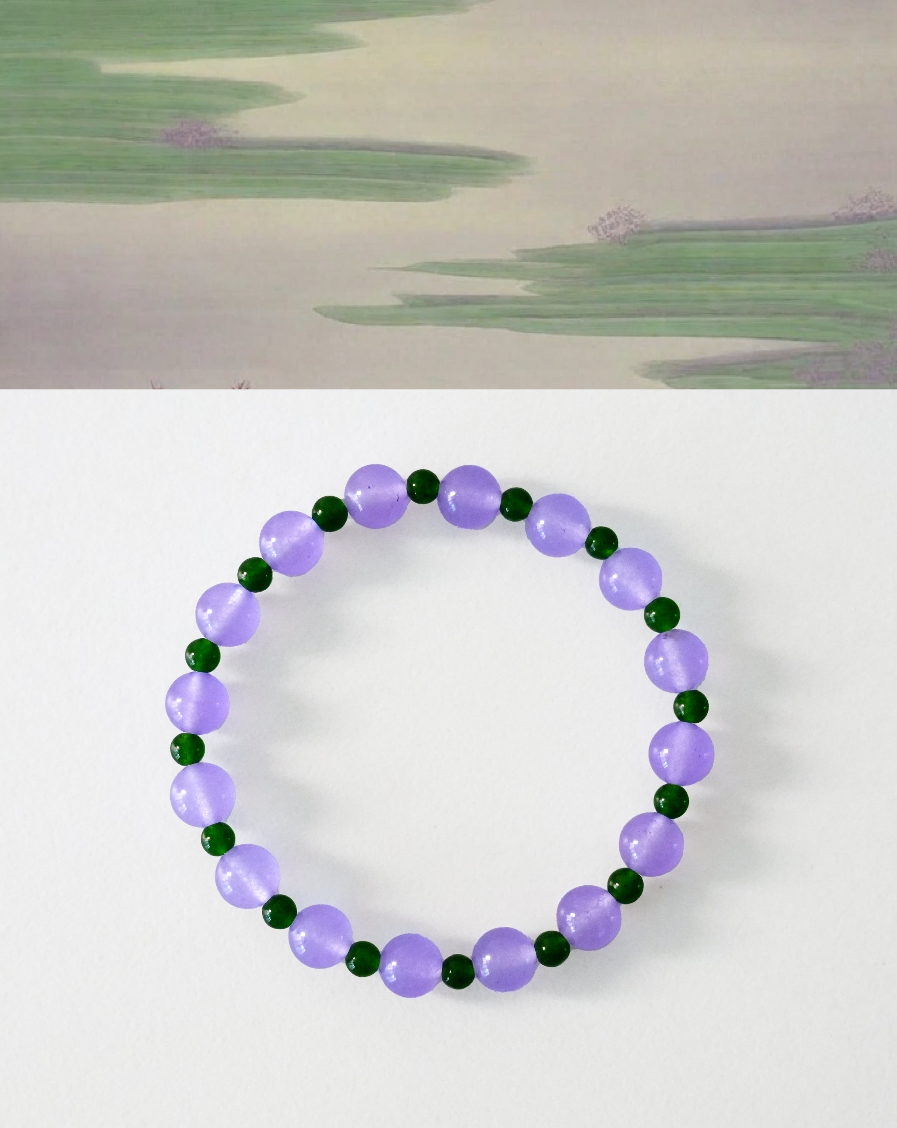 Self-love Healing Lavender Chalcedony and Jade Bracelet