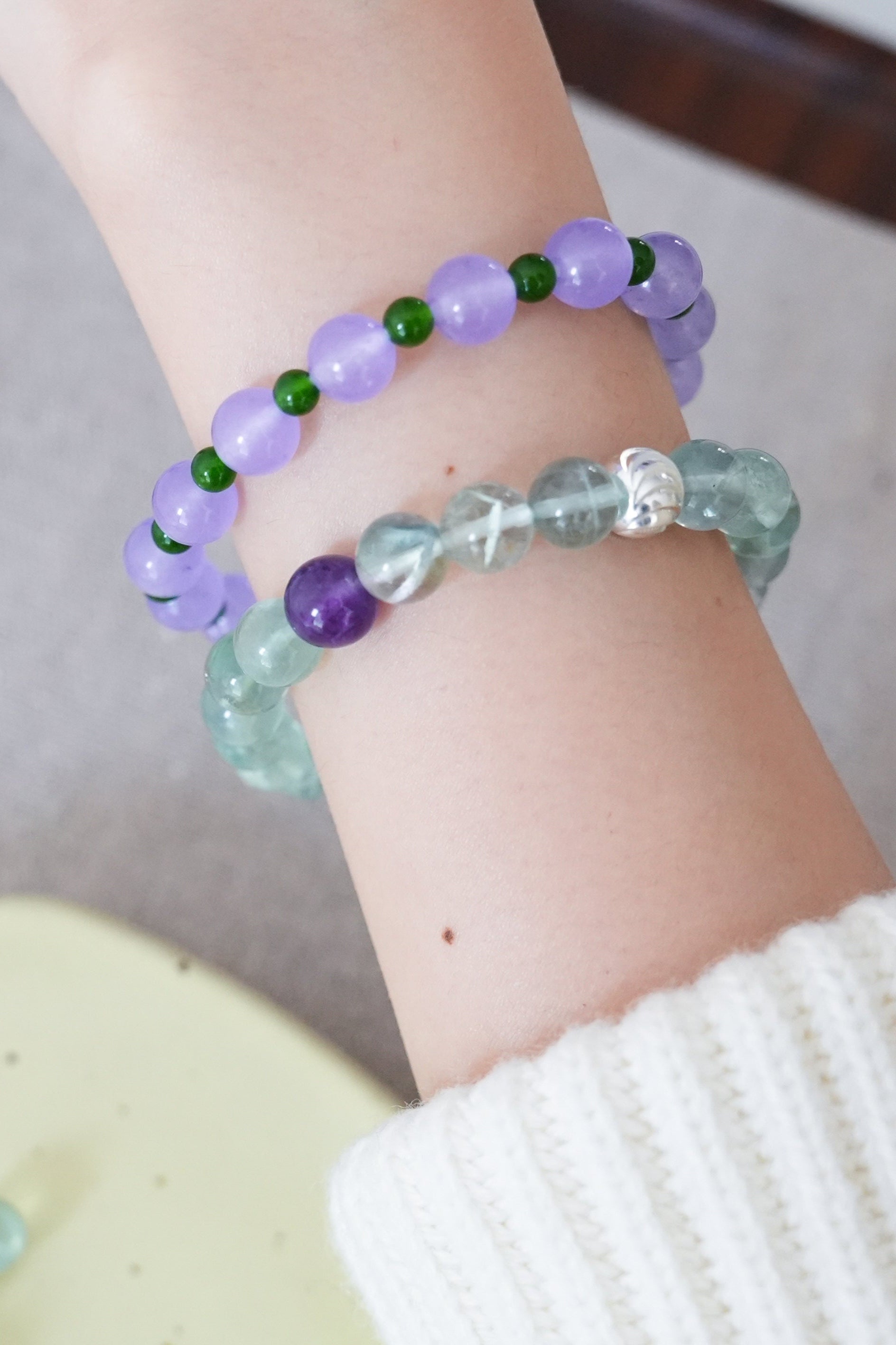 Self-love Healing Lavender Chalcedony and Jade Bracelet