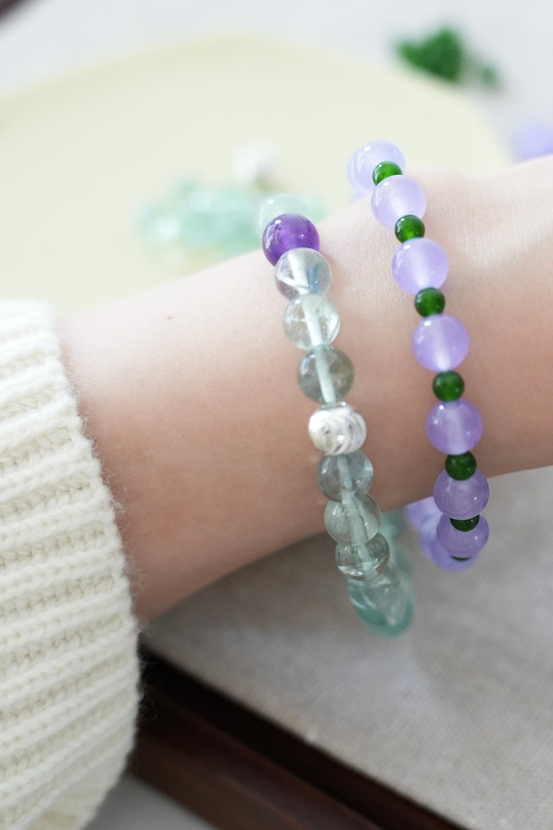 Spiritual Grounding Fluorite and Amethyst  Bracelet