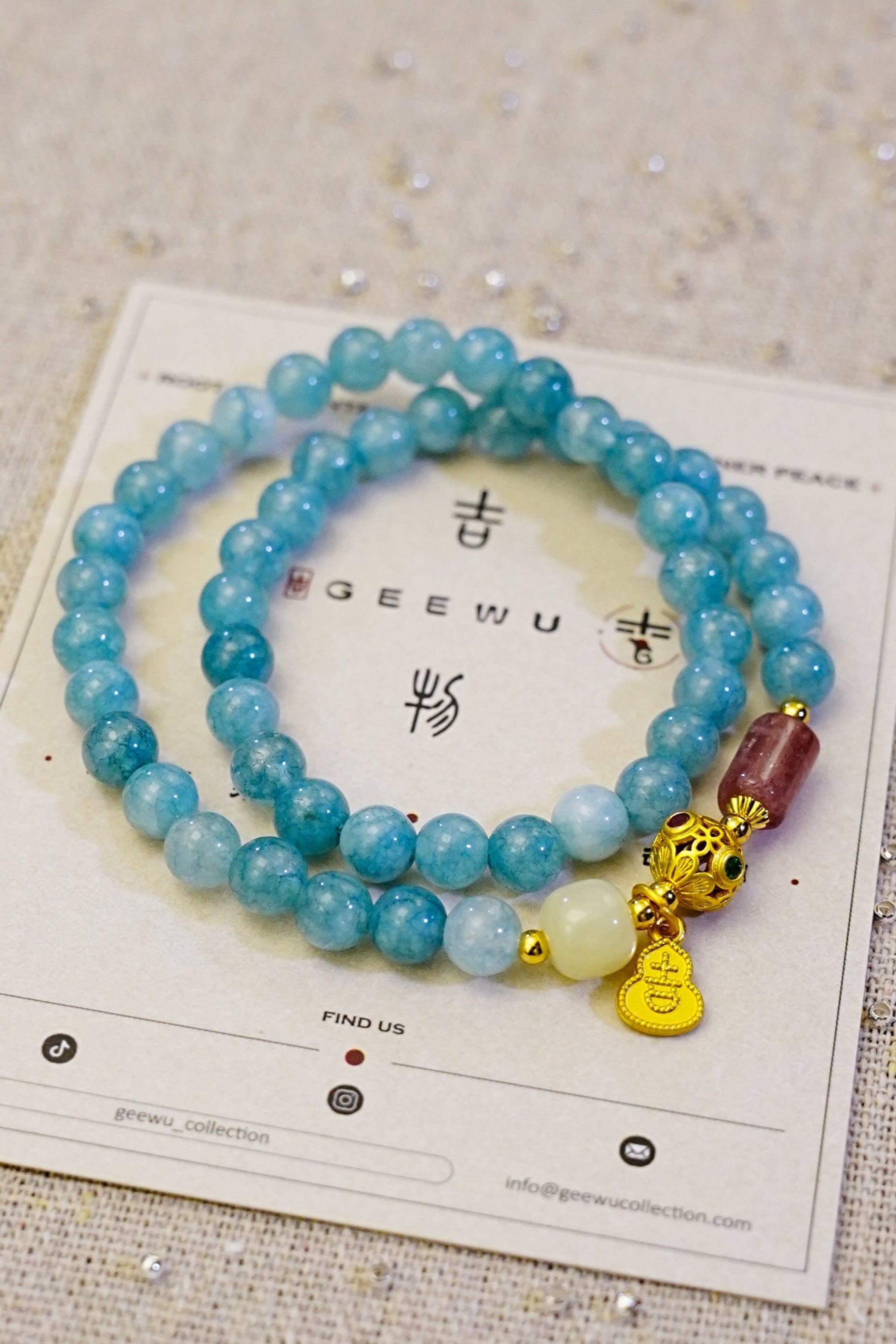 Empath Protection Aquamarine Double Wrap Bracelet