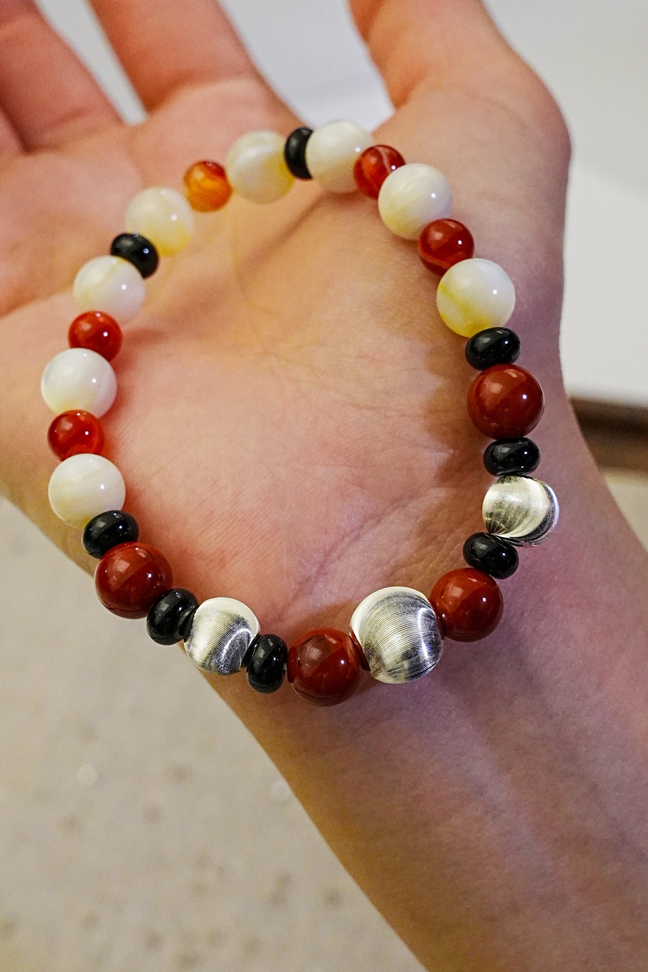 Spiritual Grounding Rich Red Agate and Silver Bracelet