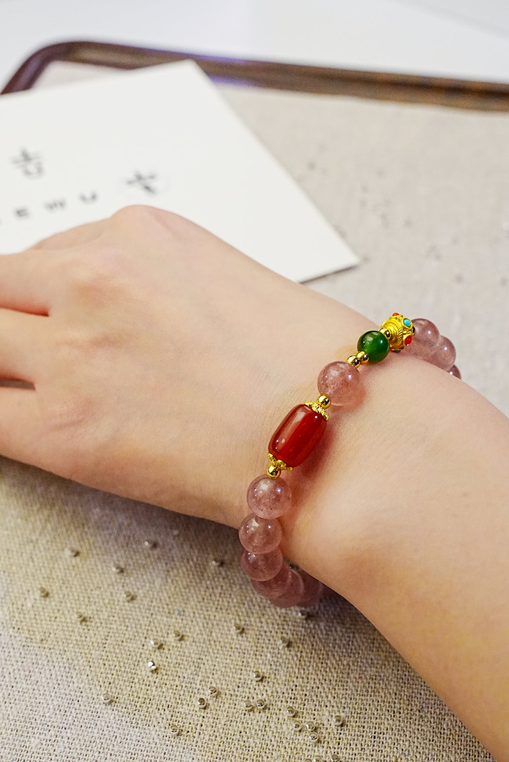 Intention Setting Strawberry Quartz Bracelet