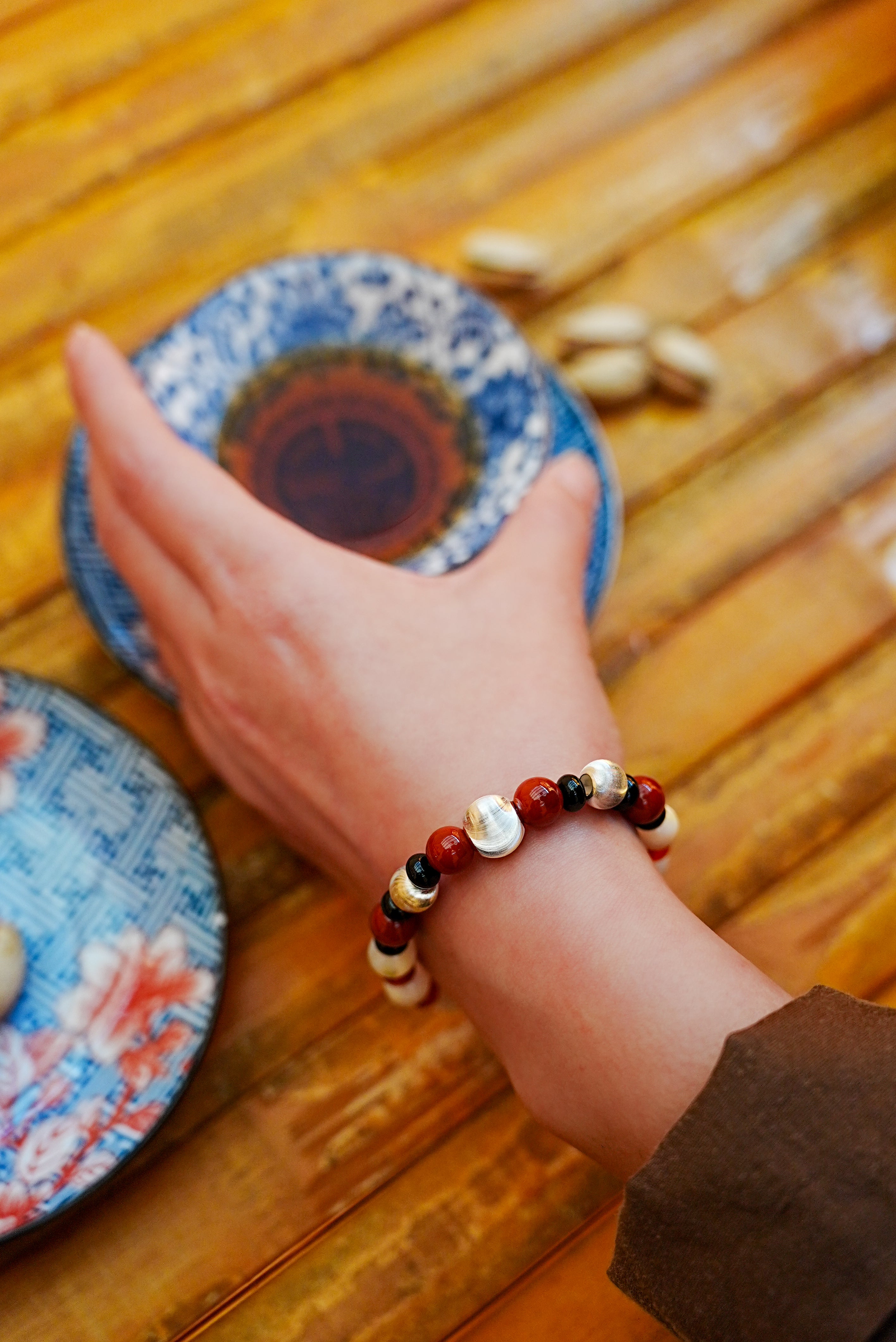 Spiritual Grounding Rich Red Agate and Silver Bracelet