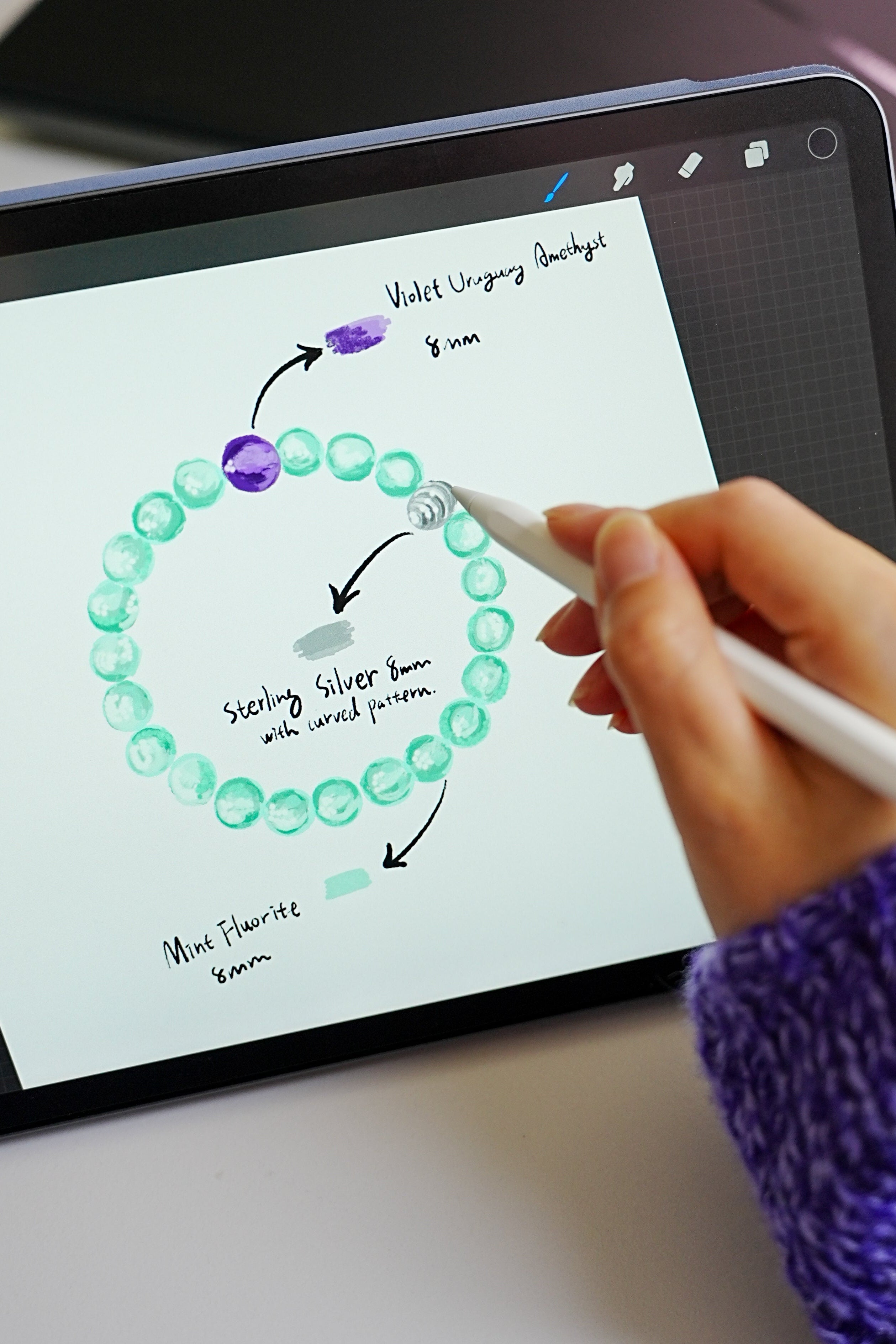 Spiritual Grounding Fluorite and Amethyst  Bracelet