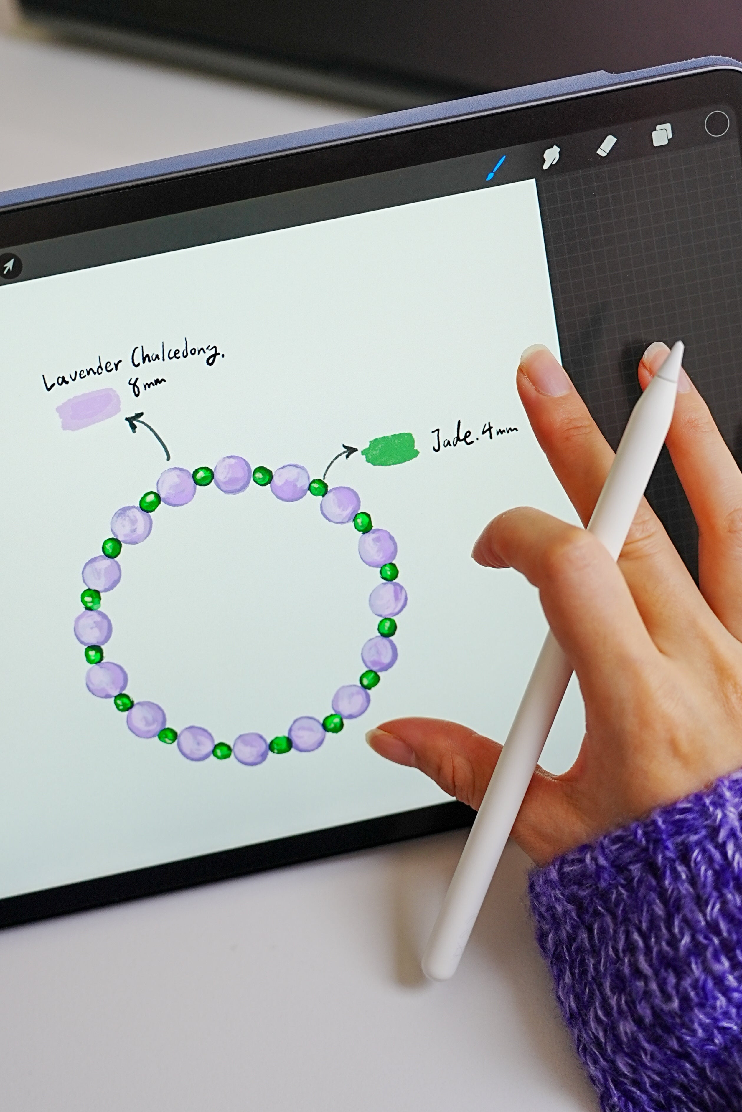 Self-love Healing Lavender Chalcedony and Jade Bracelet