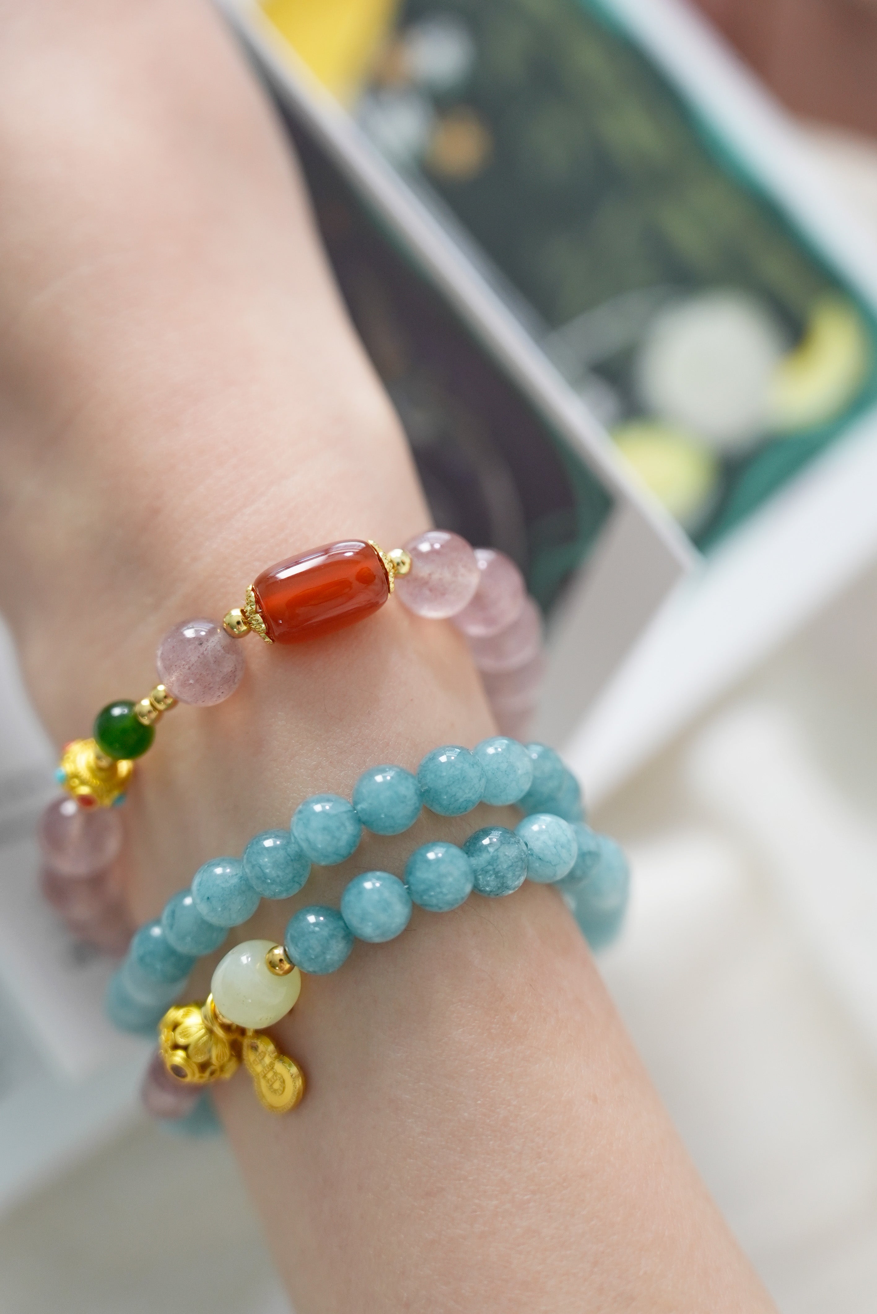 Empath Protection Aquamarine Double Wrap Bracelet